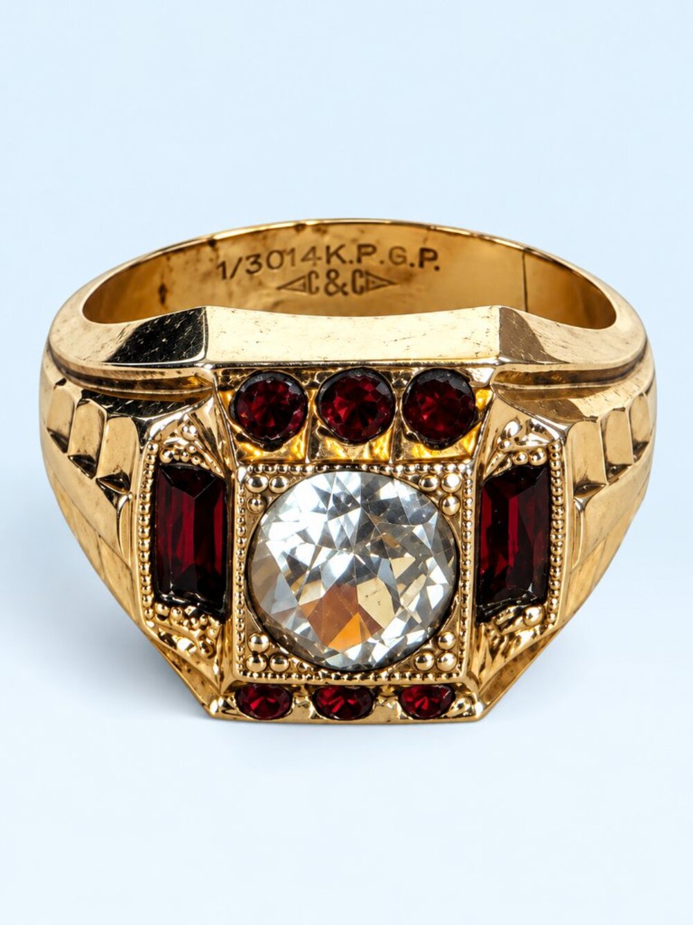 Vintage 1930s Art Deco Clark & Coombs 1/30 14K Rolled Gold Rhinestone Statement